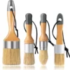 4 PCS Chalk And Wax Paint Brush Furniture Small Round Oval Brush with Natural Bristles for
