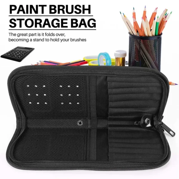 Artist Paint Brush Holder Zippered Brush Case For Oil Acrylic Watercolor Brush Breathable Painting Kit 3