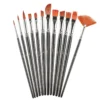 12Pcs Multi functional Short Wood Black Stem For Beginner Gouache Watercolor Acrylic Oil Painting brush Set