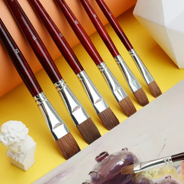 6pcs artist oil painting brushes Set level head weasel hair Water Paint brush Acrylics Drawing Art 1