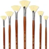 7pcs Fan Bristle Artist Paint Brush Set 100 Natural Chungking Hog Bristle Anti Shedding Tip for