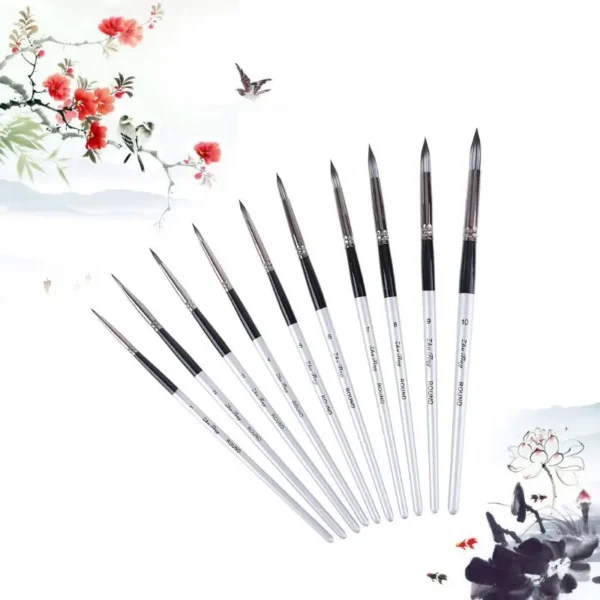 Long Handle Acrylic Watercolor Art Pens Watercolor Paint Brushes Long Handle Round Point Tips Painting Brush 1